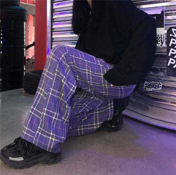 Purple Checkerboard Pants | Aesthetic Pants