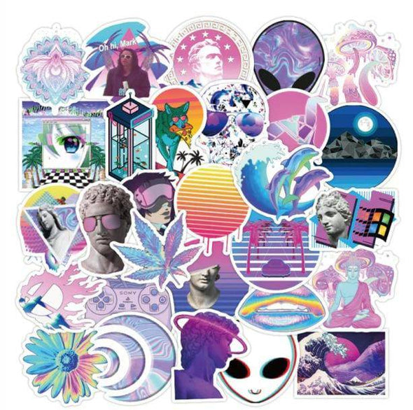 Vaporwave Retro Stickers - All Things Rainbow