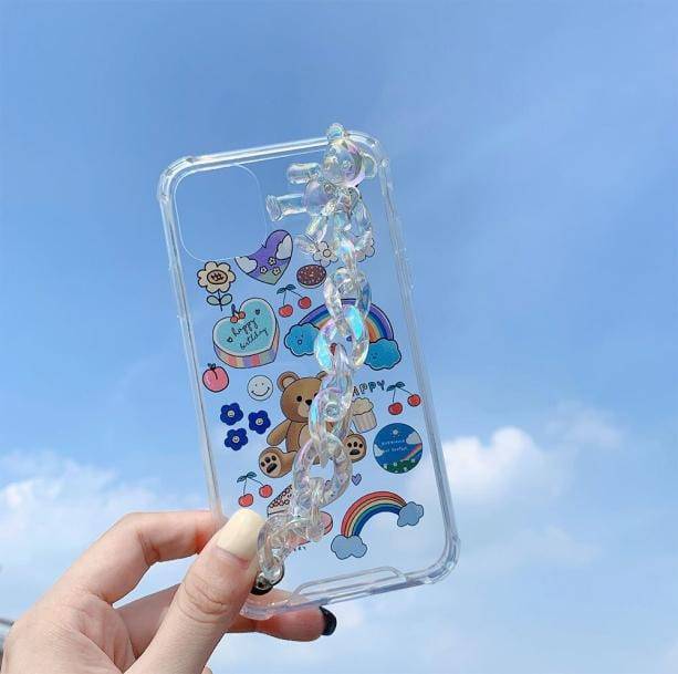 Transparent IPhone Case With Chain - All Things Rainbow