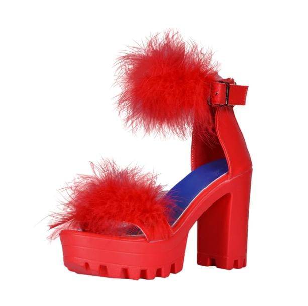 Fluffy Open Toe Party Shoes | Aesthetic Shoes