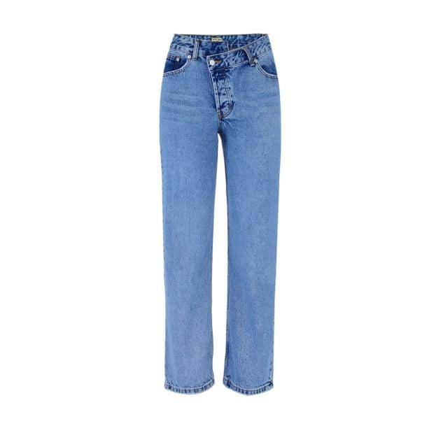 Irregular Front High Waist Jeans - All Things Rainbow