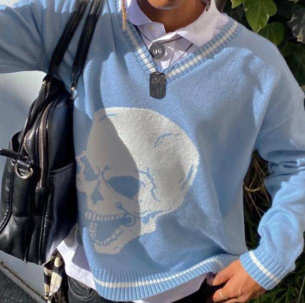 E-Girl Skull Sweater | Aesthetic Apparel