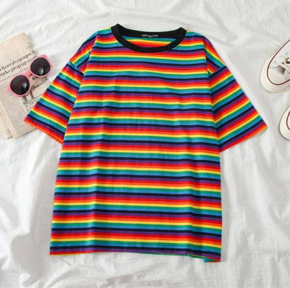 Bright Color Striped Top - All Things Rainbow