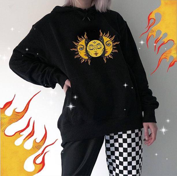 Sun Moon Face Hoodie - All Things Rainbow