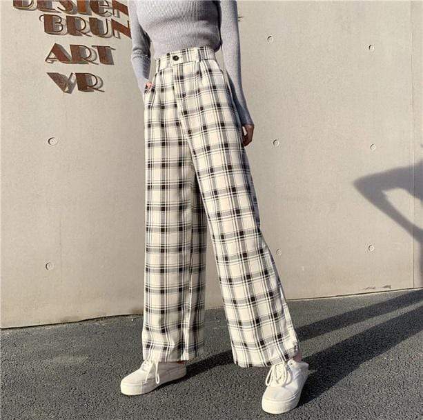 Straight Leg Plaid Pants - All Things Rainbow