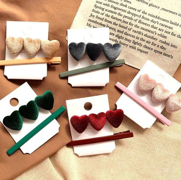 Velvet Heart Hair Pins - All Things Rainbow