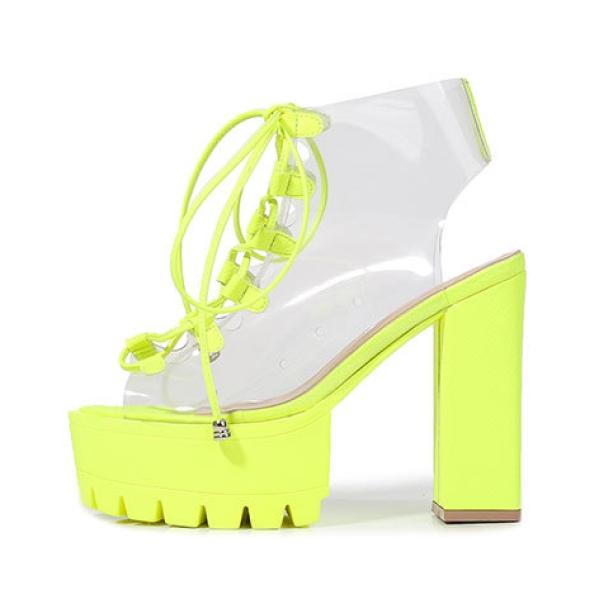 Neon Green Festival High Heels | Aesthetic Shoes