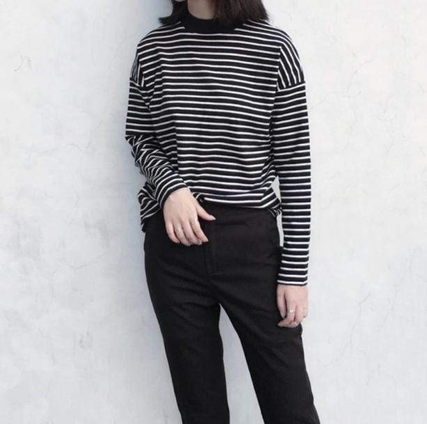 Black & White Stripe Jumper | Aesthetic Tops