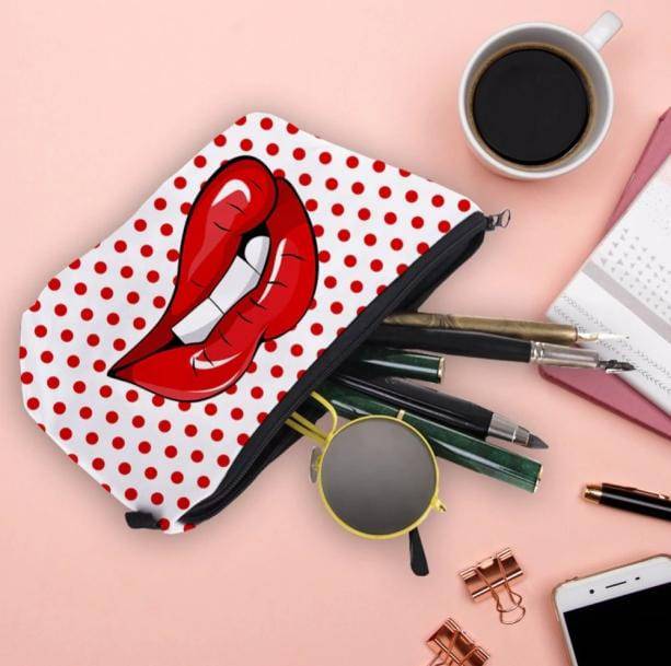 Red Lips Cosmetic Bag - All Things Rainbow