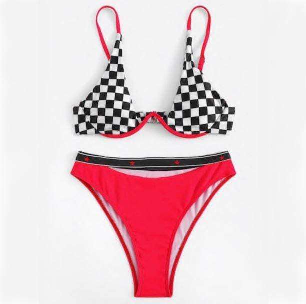 Checkered Underwire Bikini - All Things Rainbow