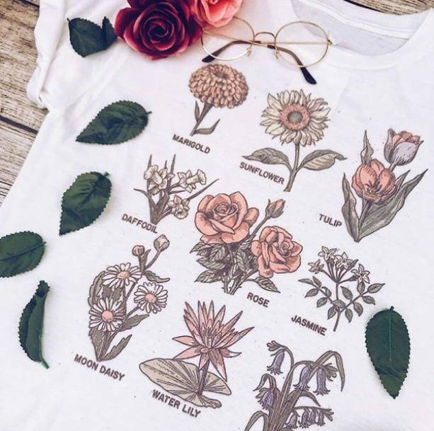 Botanical Wildflower Print T-Shirt | Aesthetic Apparel