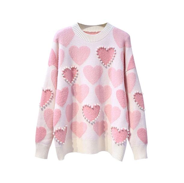 Pink Hearts Sweater - All Things Rainbow