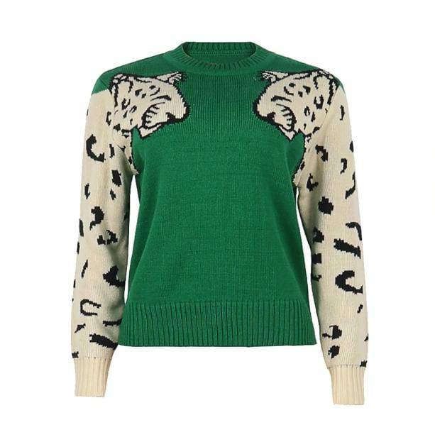 Green Leopard Sweater - All Things Rainbow