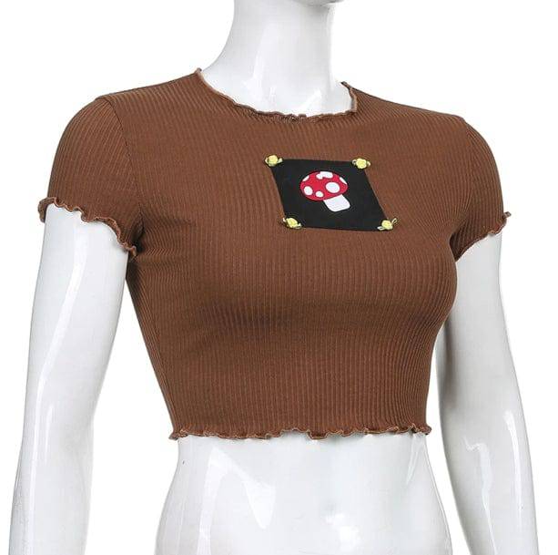 Indie Mushroom Crop Top | Aesthetic Clothing