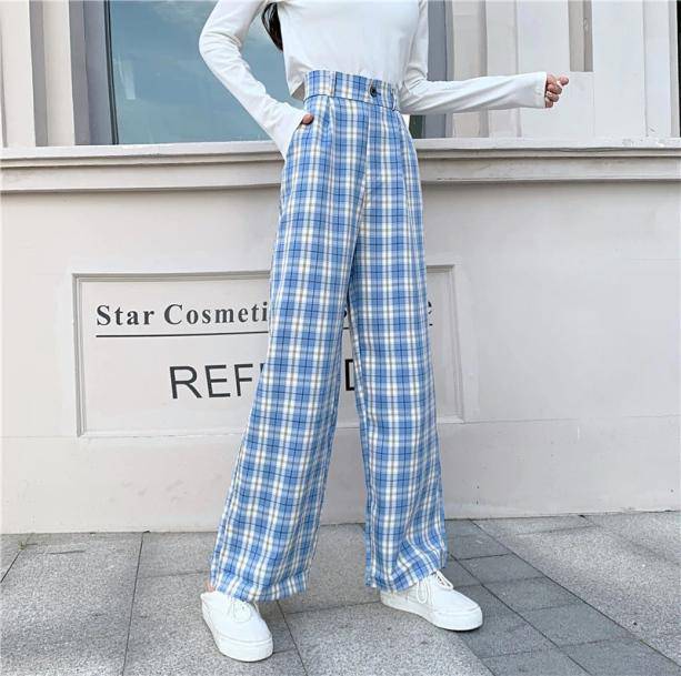 Straight Leg Plaid Pants - All Things Rainbow