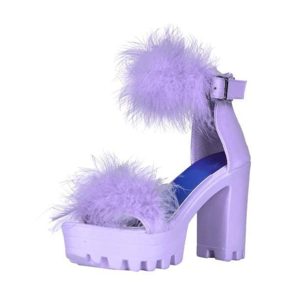 Fluffy Open Toe Party Shoes - All Things Rainbow