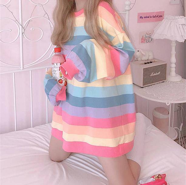 Pastel Rainbow Sweatshirt | Aesthetic Apparel