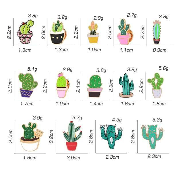 Cactus Collection Pins | Aesthetic Backpack Pins