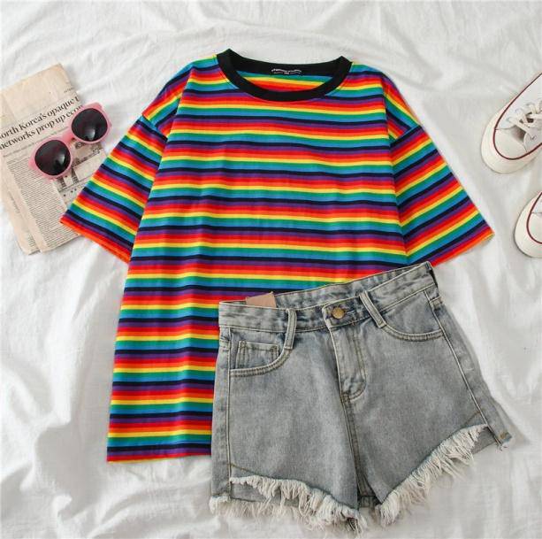 Bright Color Striped Top - All Things Rainbow