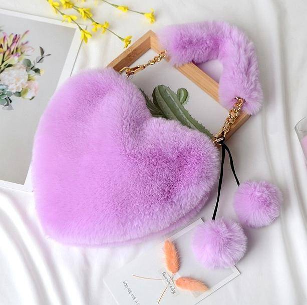 Fluffy Heart Bag - All Things Rainbow