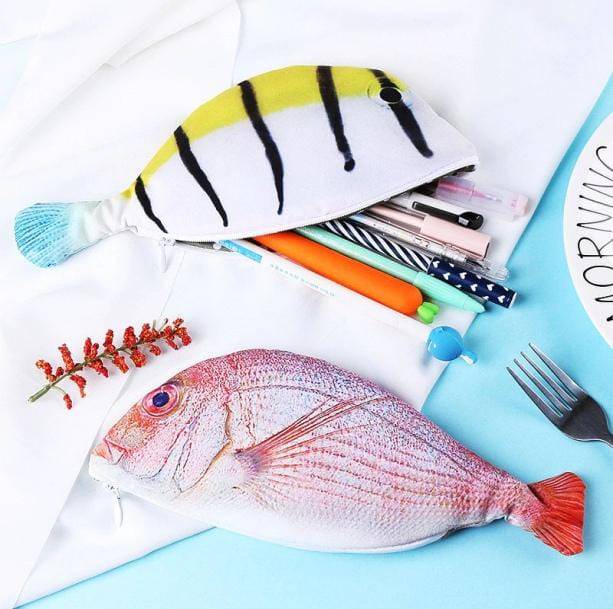 Fish Shape Pencil Case – Cute Aesthetic Canvas Pencil Pouch