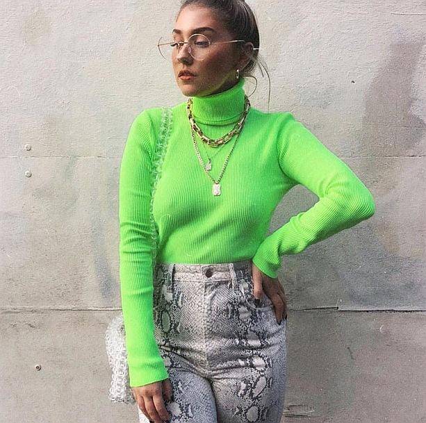 Neon Green Turtleneck - All Things Rainbow