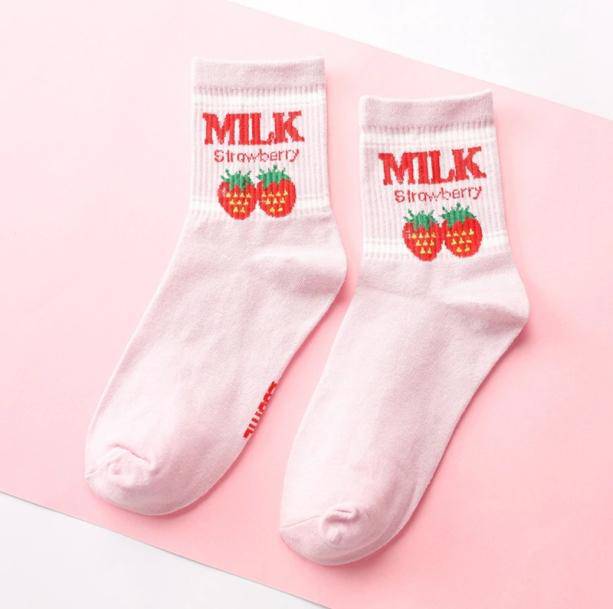 Strawberry Milk Socks - All Things Rainbow