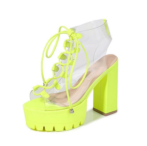 Neon Green Festival High Heels | Aesthetic Shoes