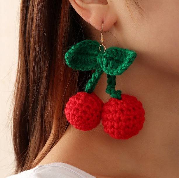 Crochet Cherry Earrings - All Things Rainbow