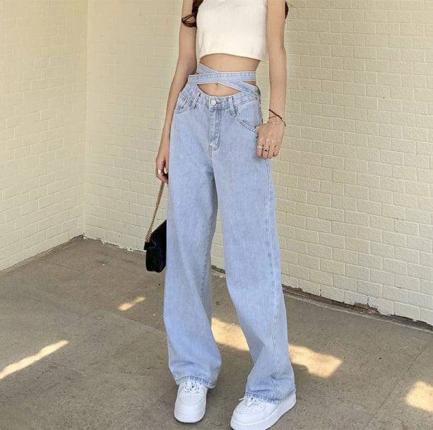 Cross Waist Jeans | Aesthetic Clothes