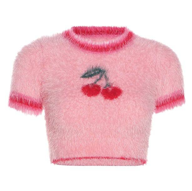 Fluffy Cherry Crop Top | Aesthetic Crop Top