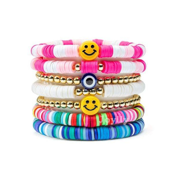 Set Of 7 Preppy Bracelets - All Things Rainbow