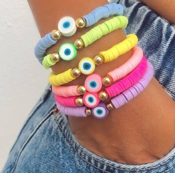 Set Of 6 Evil Eye Bracelets - All Things Rainbow