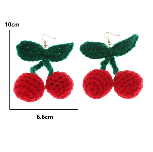 Crochet Cherry Earrings | Aesthetic Earrings