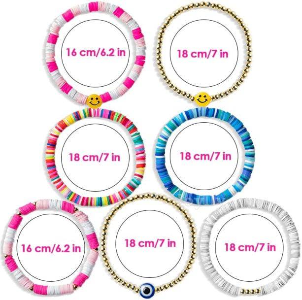 Set Of 7 Preppy Bracelets - All Things Rainbow