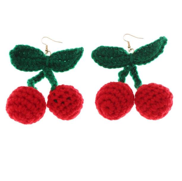 Crochet Cherry Earrings - All Things Rainbow