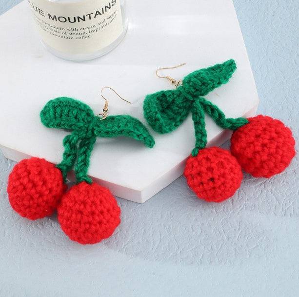 Crochet Cherry Earrings | Aesthetic Earrings