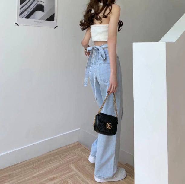 Cross Waist Jeans | Aesthetic Clothes