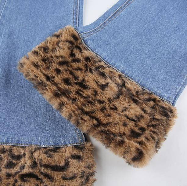 90s Leopard Cuffed Jeans | Aesthetic Jeans