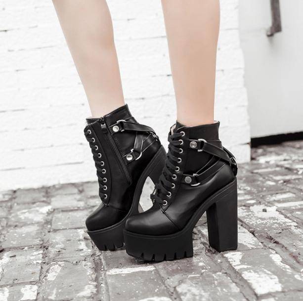 90s Style Platform Ankle Boots | Aesthetic Shoes