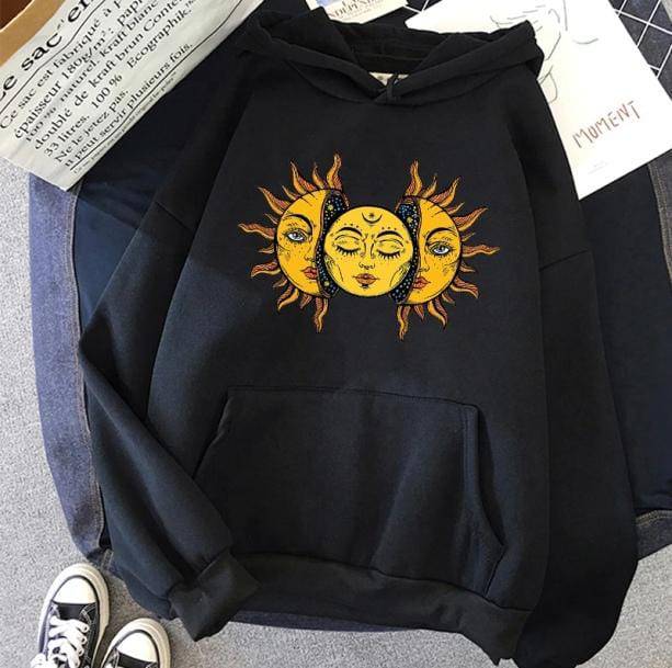 Sun Moon Face Hoodie - All Things Rainbow