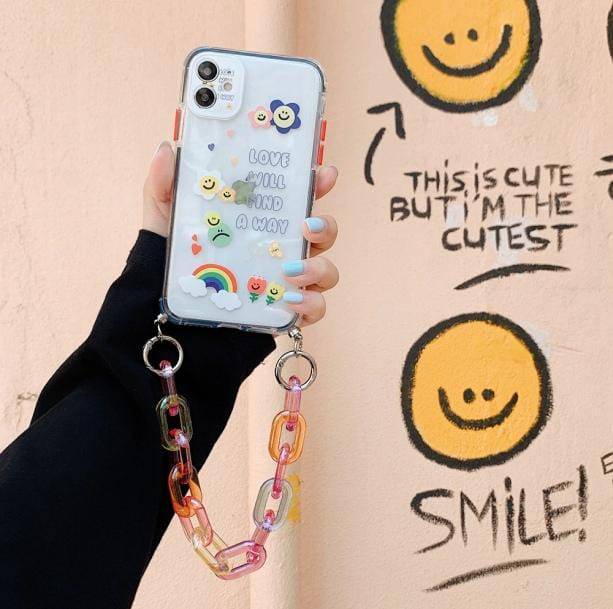 Transparent IPhone Case With Chain - All Things Rainbow