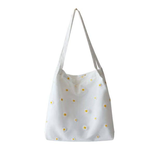Daisy Embroidered Tote Bag - All Things Rainbow