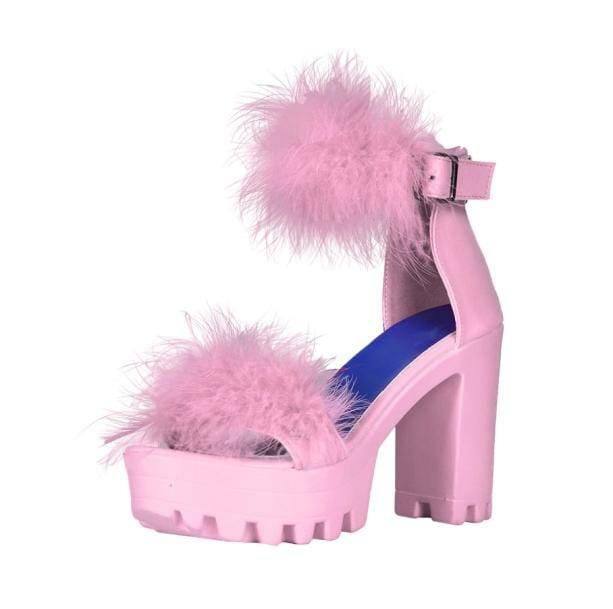 Fluffy Open Toe Party Shoes | Aesthetic Shoes