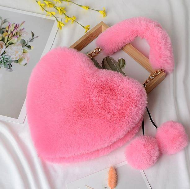 Fluffy Heart Bag - All Things Rainbow