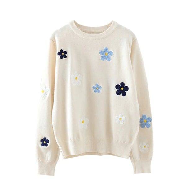 Embroidered Floral Sweater | Aesthetic Sweaters