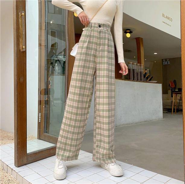 Straight Leg Plaid Pants - All Things Rainbow