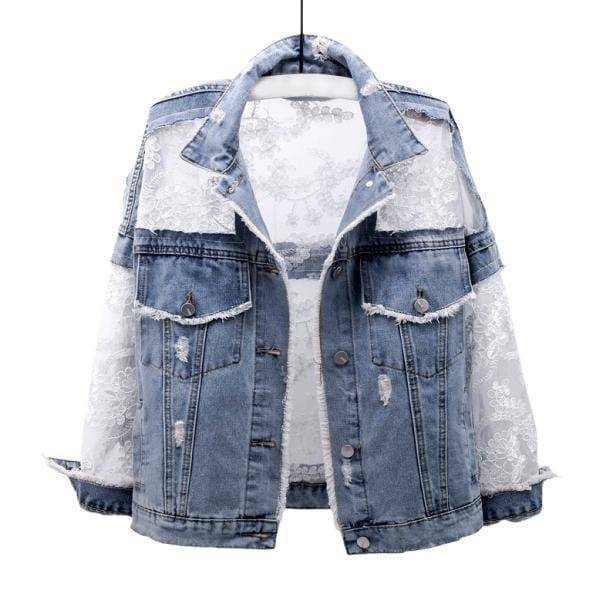 See-Thru Back Denim Jacket - All Things Rainbow