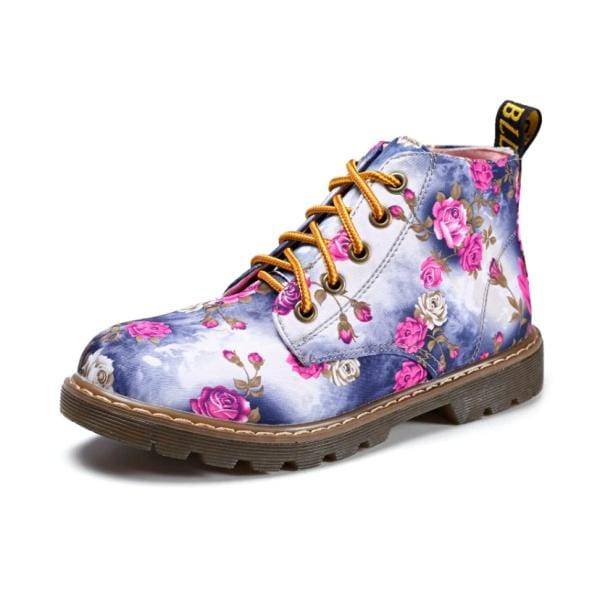 Ankle Floral Print Shoes - All Things Rainbow