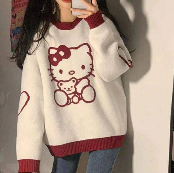 Hello Kitty Inspired Sweater | Kawaii Aesthetic Clothes
